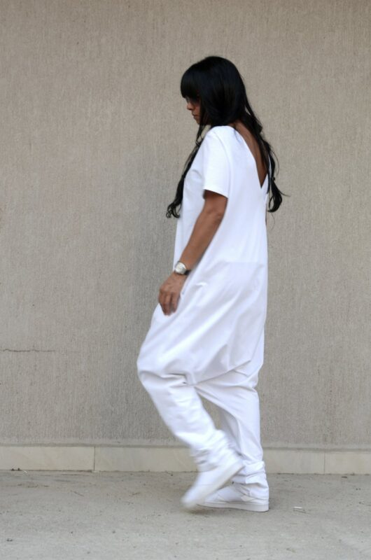 White baggy jumpsuit outlet